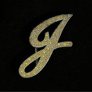 J Monogram Jewel Rhinestone Embellished Belt Buckle Bling Statement by Blue Ruby